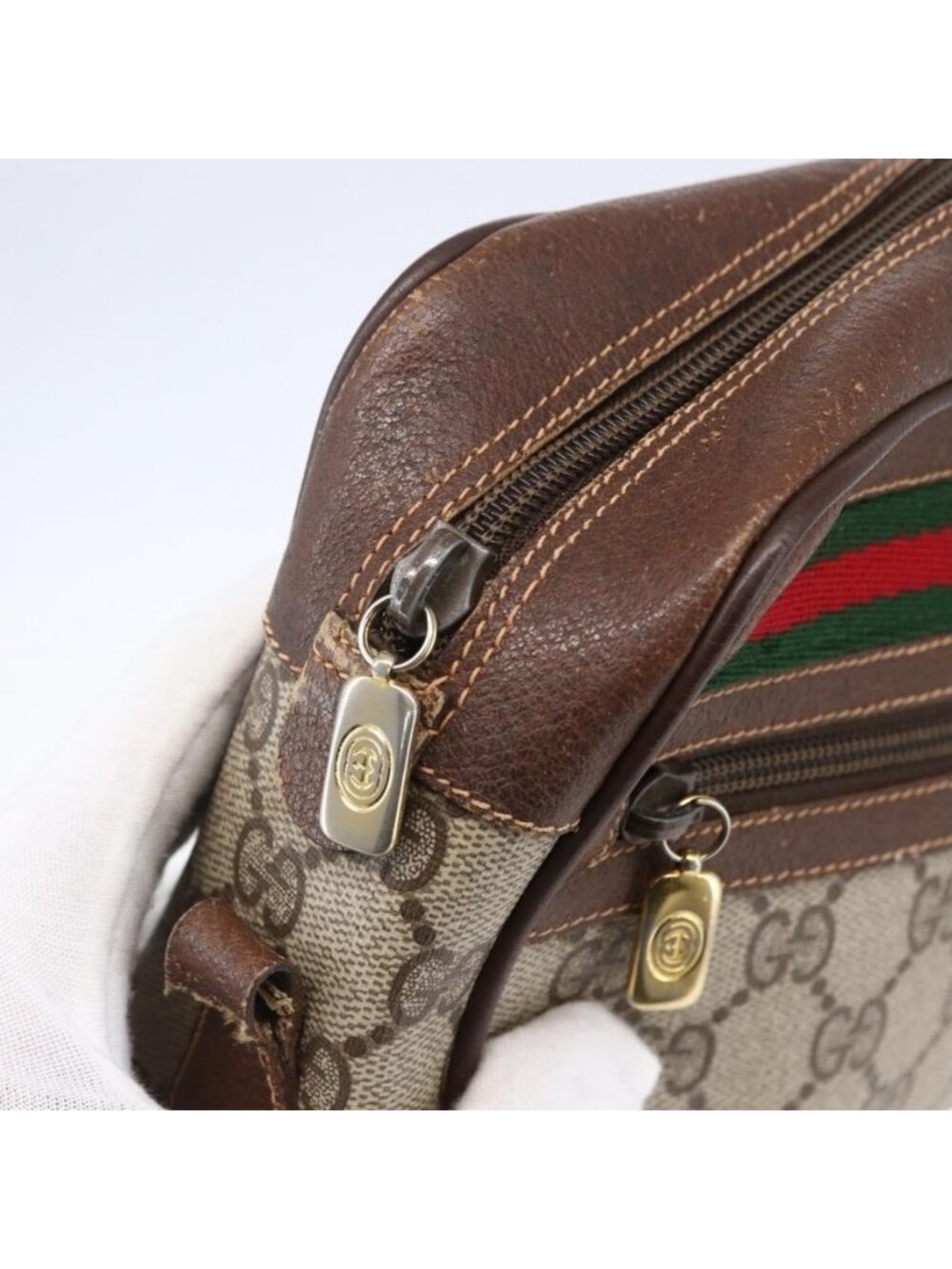 Authentic GUCCI GG Supreme Web Sherry Line Bag PVC Beige Gold 56 02 087 - Picture 2 of 16